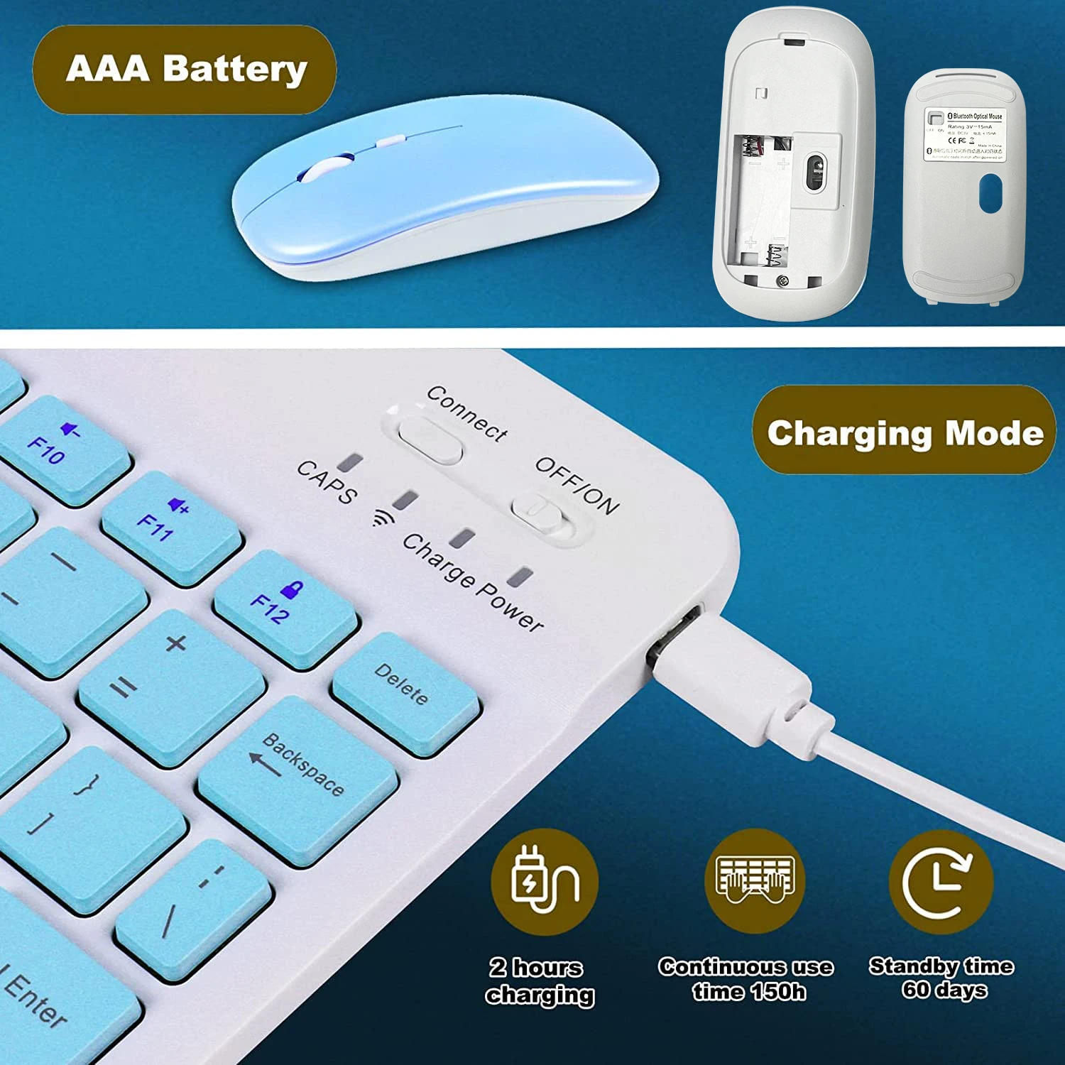 Custom teclado mouse por bluetooth clavier et souris sans fil toetsenbord met muis Wireless Keyboard And Mouse