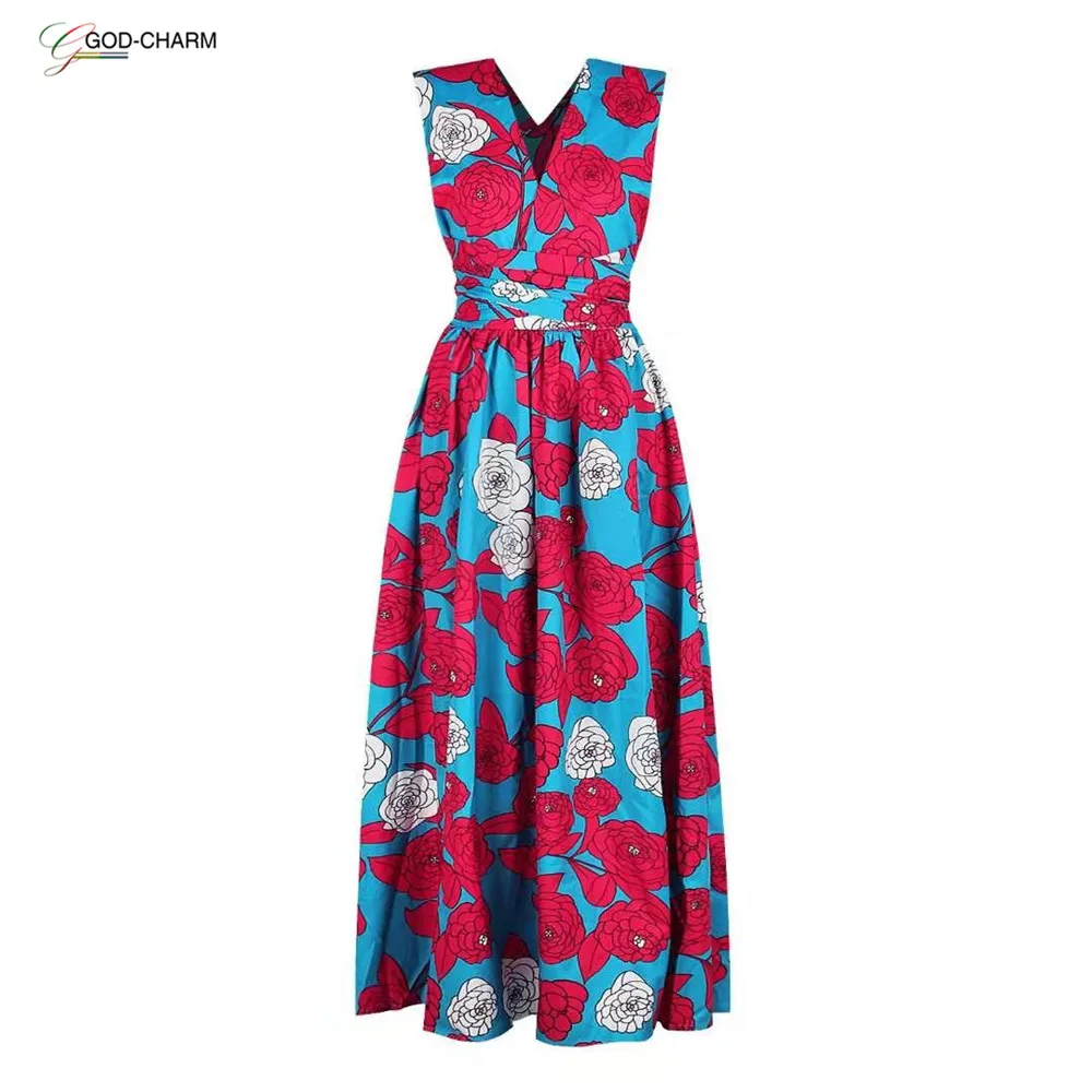 *S-86970416 2020 new arrivals Wholesale Oem Fashion Cross in-stock Belt Sexy Midi Womens African Clothing Dress Patterns