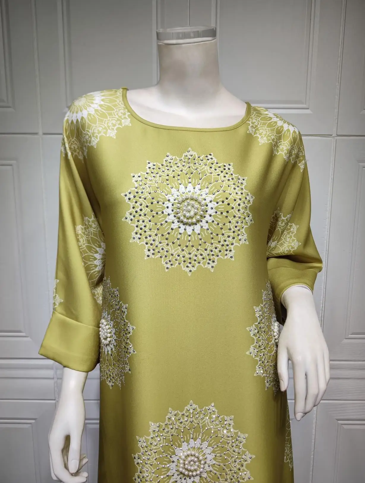 Islam clothing lady abaya Turkey Moroccan beading stonesa Arabic modest dress for Muslim  women