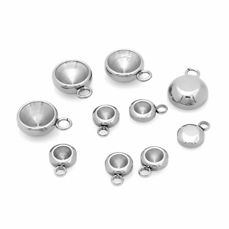 Rhinestone Diy Jewelry Stainless Steel Stone Holder Welding Ring Round Diamond Cup Zircon Bottom Holder Pendant Base Setting