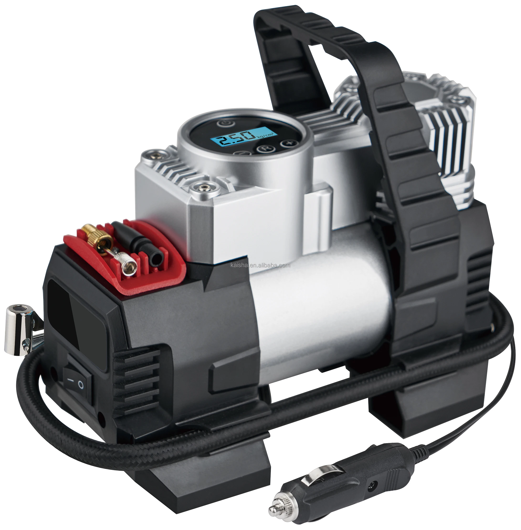 150PSI 12V DC 30mm Cylinders Metal Air Pump with Digital Gauge Fast Inflation Tire Inflator for Car Portable Air Compressor