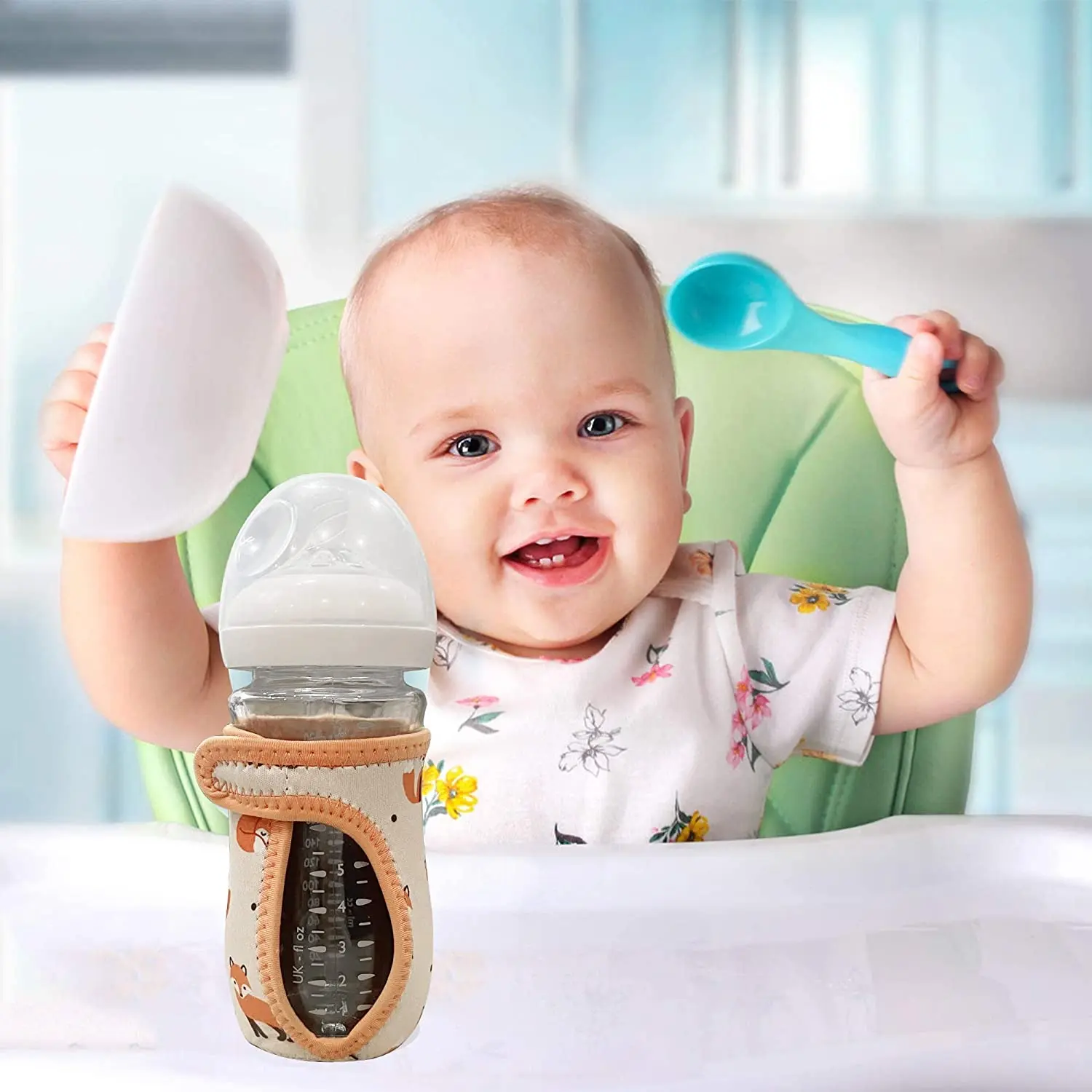 Custom Adjustable Sleeves Milk Glass Bottles Neoprene Baby Bottle Warmer for Baby Kid