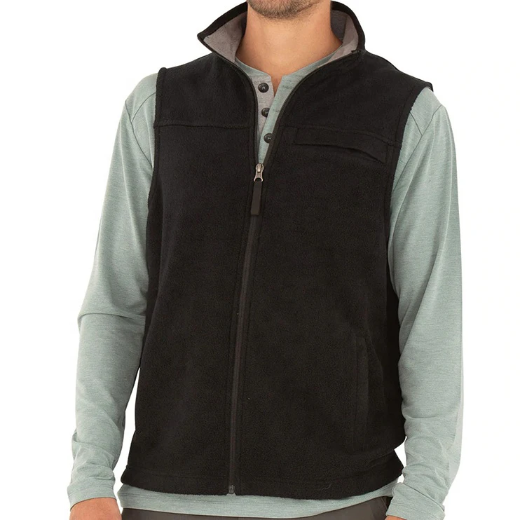wholesales  High Quality Sleeveless Jacket sportswear jackets  Full Zip Front Stand Collar Polar Fleece Vest jackets  For Men