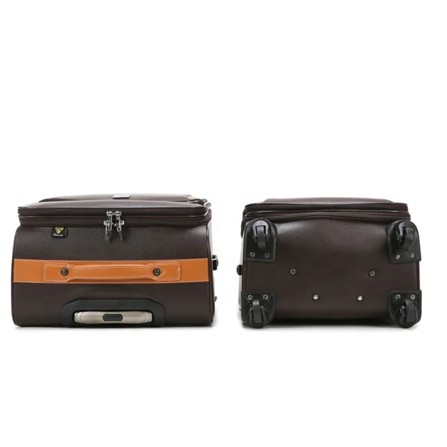 rolling spinner pu leather trolley case 4 wheels leather 5pcs  pu luggage