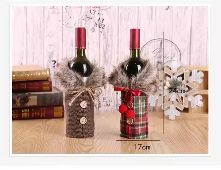 yuyang Merry Christmas Ornaments Christmas Gift Lattice Wine Bottle Cover Toy home Decorations christmas decoration supplies