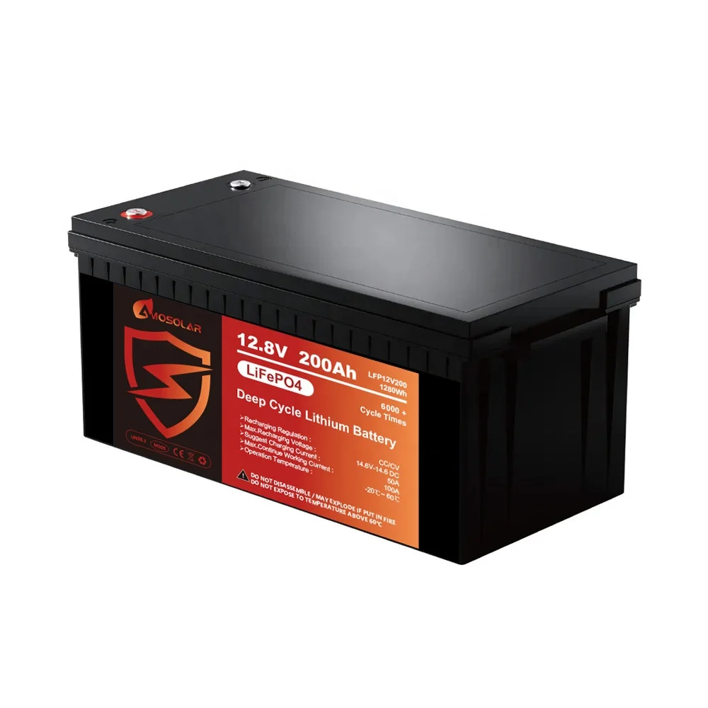 Amosolar 12.8v 25.6v 100 Amp Hours Rechargeable Accumulator Lifepo4 100ah 12v Lithium Ion Battery