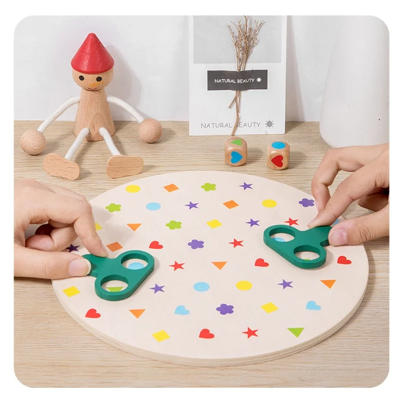 Brain Shape Matching Battle Education Parent-child Wooden Toys Coordination Logical Thinking Training Interactive Board Games