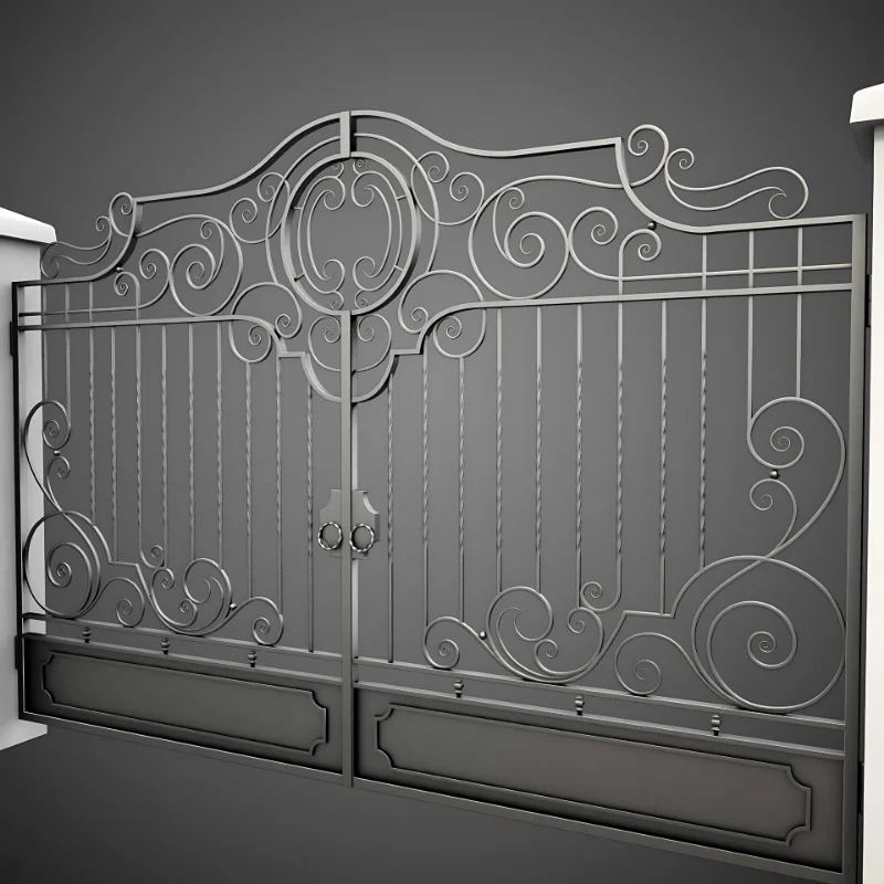 Modern Design Wrought Iron Gate Iron Main Gate Driveway Gate Wrought Iron Door Metal Garden Gates Square Tube Picket