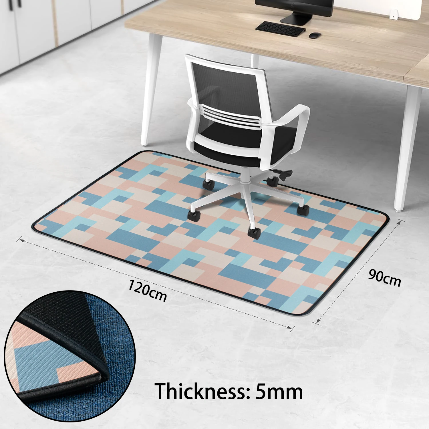 Heavy Duty Office Chair Mat for Carpet and Hardwood Floor Bohemian Desk Chair Mat Rug 36' x 48' Floor mats