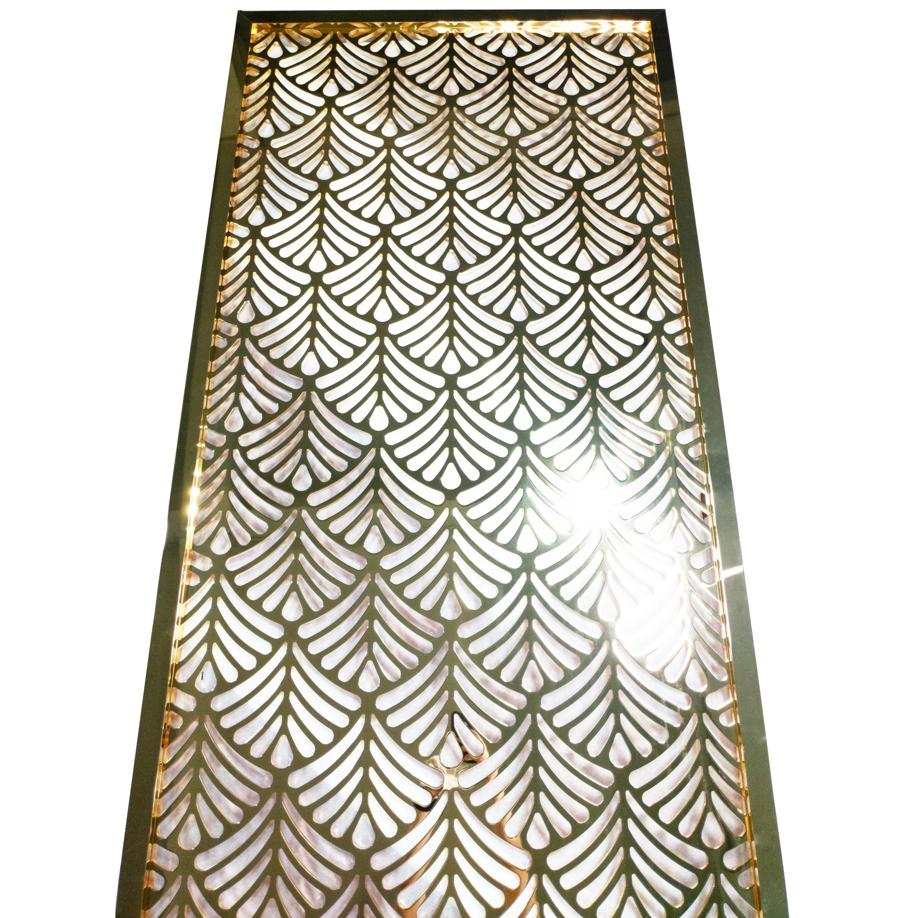 Stainless Steel Screen Laser Cut Metal Room Divider 3D Pattern Gold Room Partition