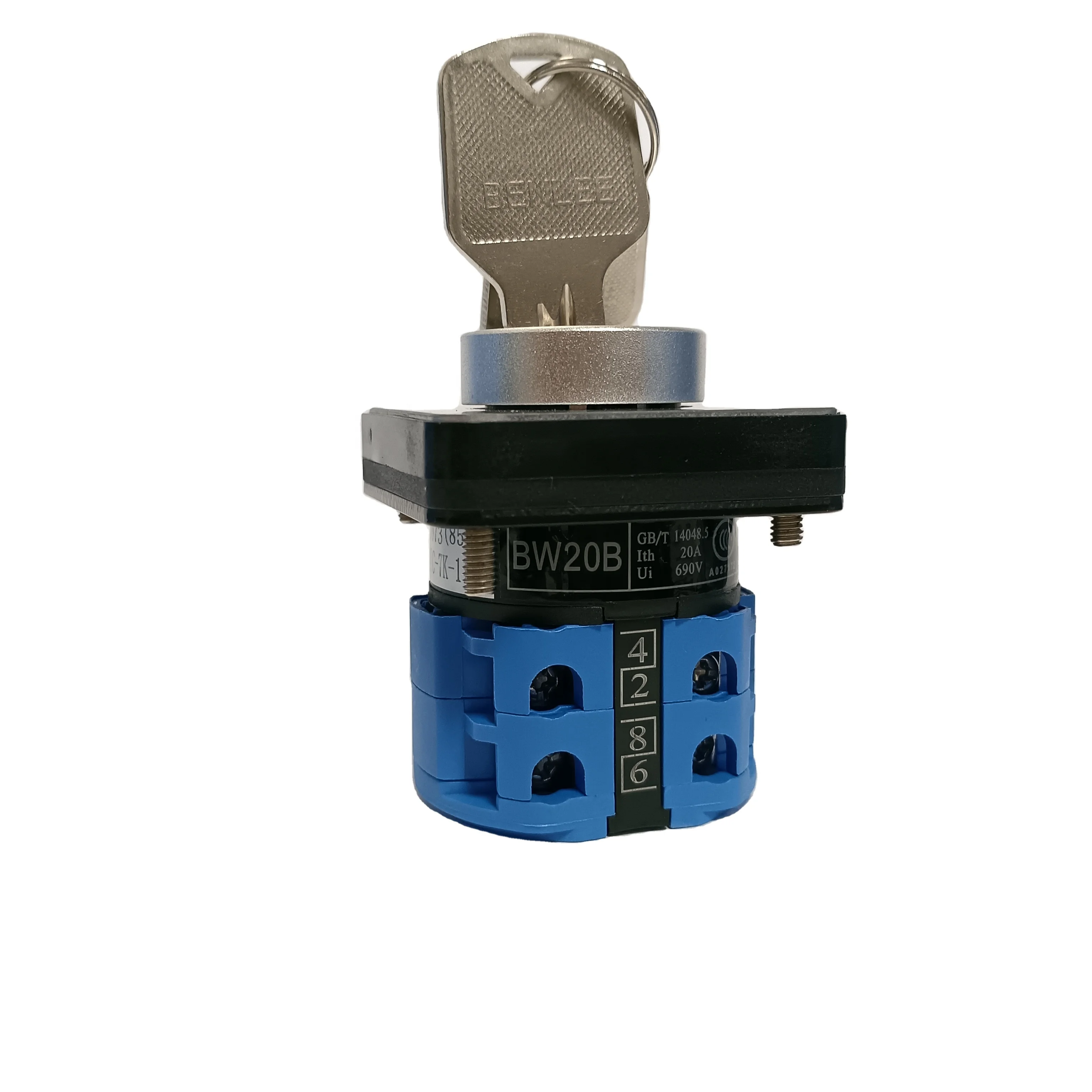 BENLEE China Manufacturer Smart 4 Positions 8 Terminals 690V 20A  Changeover  Rotary Cam Selector Latching Code Switches