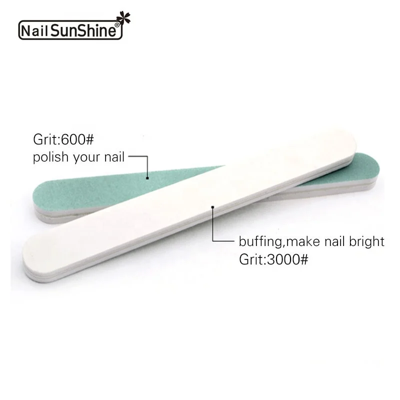 
Professional factory wholesale nail sunshine 18x2cm straight nail buffer buffing nail white green 2 sides 600 3000 grit 