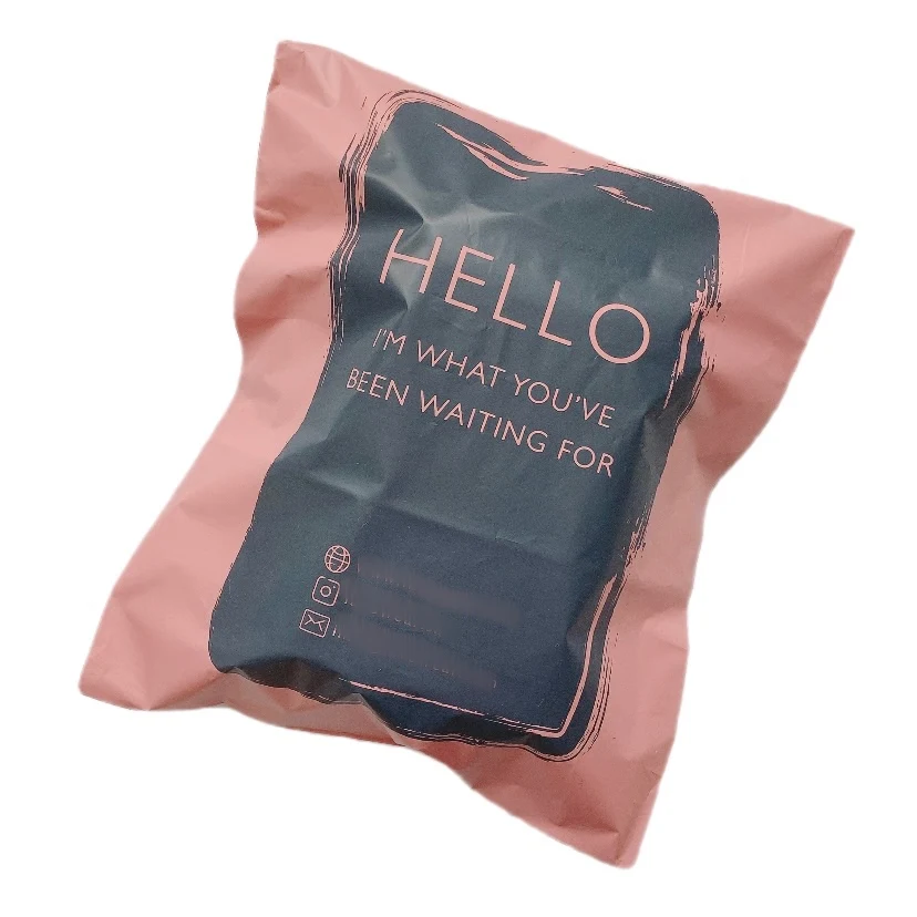 Biodegradable odourless pink logo customized poly mailers plastic courier bags for package