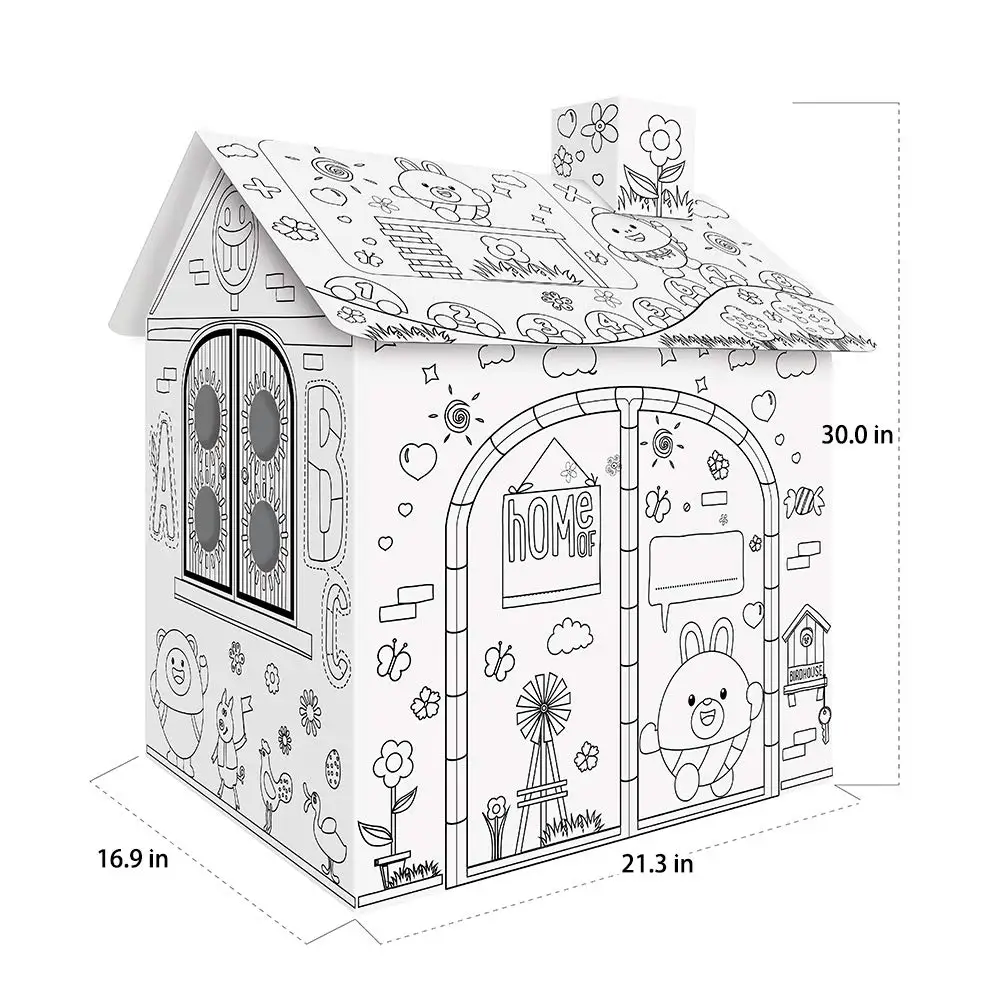 
Household cardboard paintable child training cardboard painting drawing playhouse toy stock available 