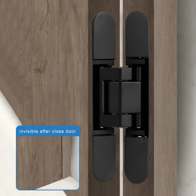 Zinc alloy Heavy Duty Bearing 80Kg Indoor 180 Degree Adjustable Invisible Concealed Hidden Wooden Door Hinges
