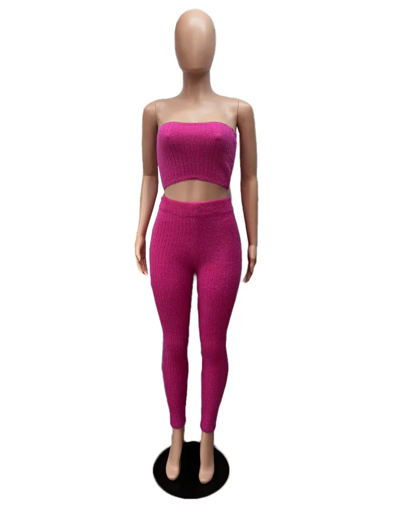 Lounge Sexy Sweater Tank Top And Pants Casual Homewear Outfits Suit Women Winter 2023 Three Pieces Set Cozy Knit Set 3 Piece