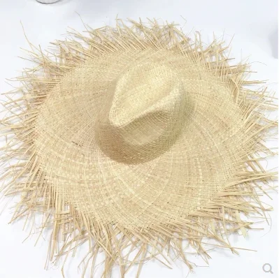 Unisex Vintage Italian Raffia Derby Straw Hat Hand-woven Raffia Straw Fedora Hat body