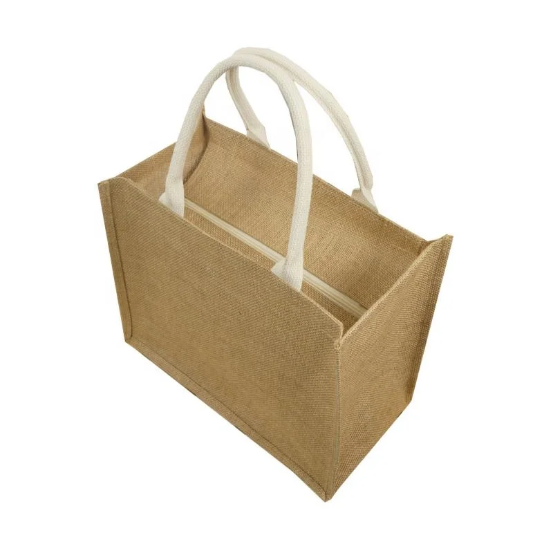 Custom Luxury Lifestyle Bags Durable Tote Bag  for Promotion Jute Bags Wholesale Textile Packaging With Zipper