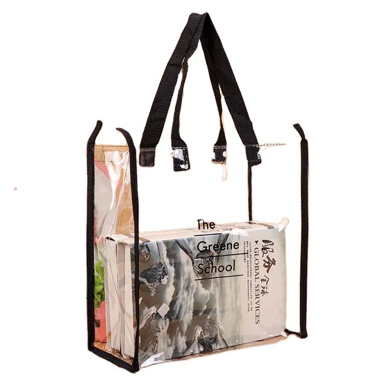 New pvc transparent plastic hand shopping bag shoulder handbag tote bags for woman plastic transparent designs logo