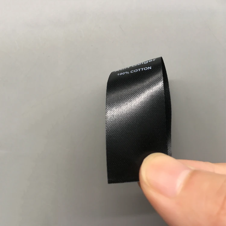 Black Wash Label Custom Personalized Logo Printed Label Wholesale High Quality Taffeta Wash Care Label