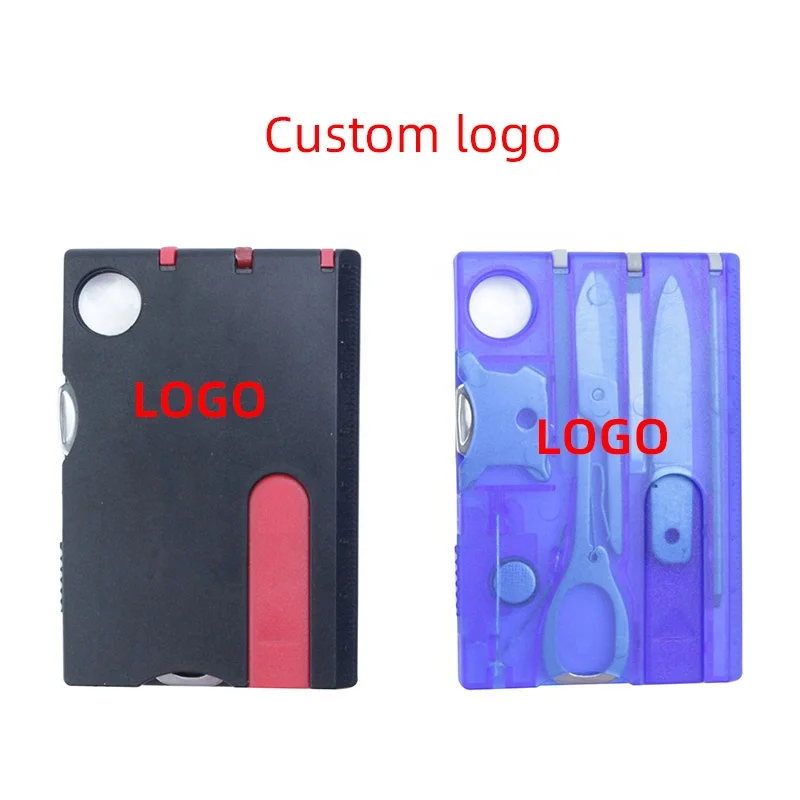 Pocket Knife Card Edc Multi Tool EDC Card Transparent Card Multi Tool, Scissors Tweezers Ruler Knife Combine Tool Kits In Box