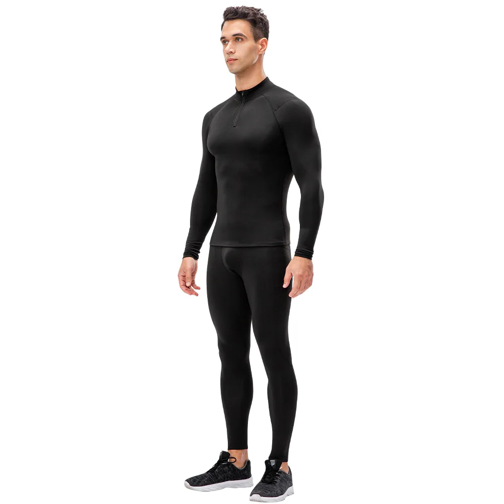 Winter 2 Piece Plus Size Fleece Warmed Men Long Johns Thermals Underwear Set Breathable Base Layer Sweat Suit