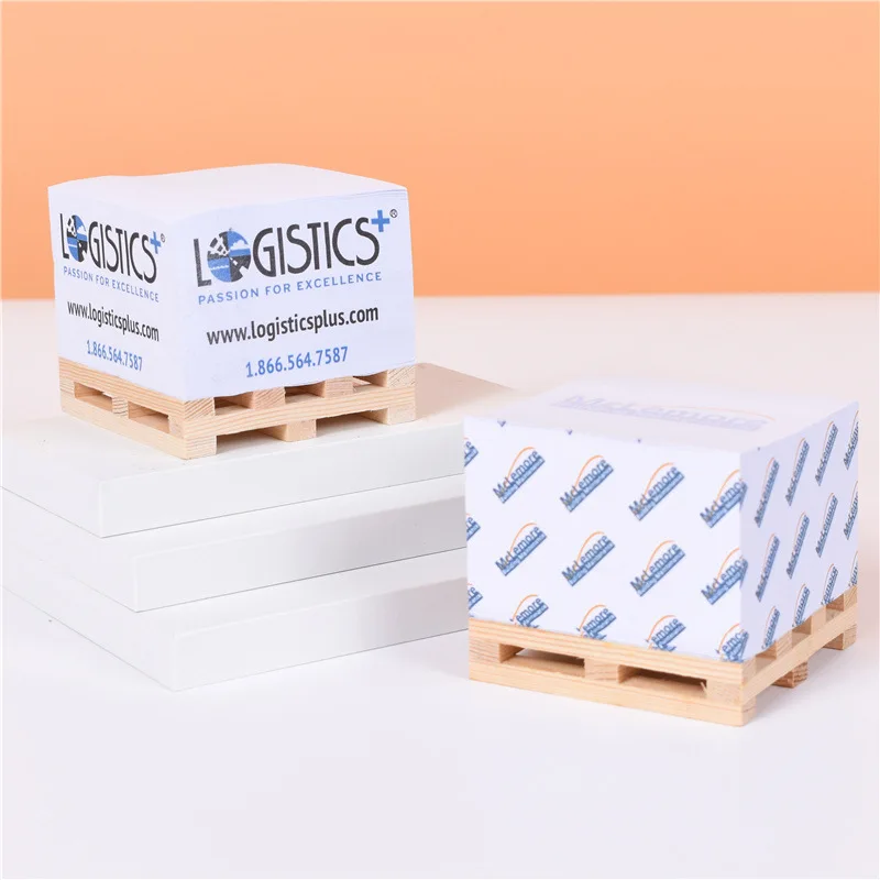 Custom 4 Side Printing Cube Sticky Notes With Wooden Pallet