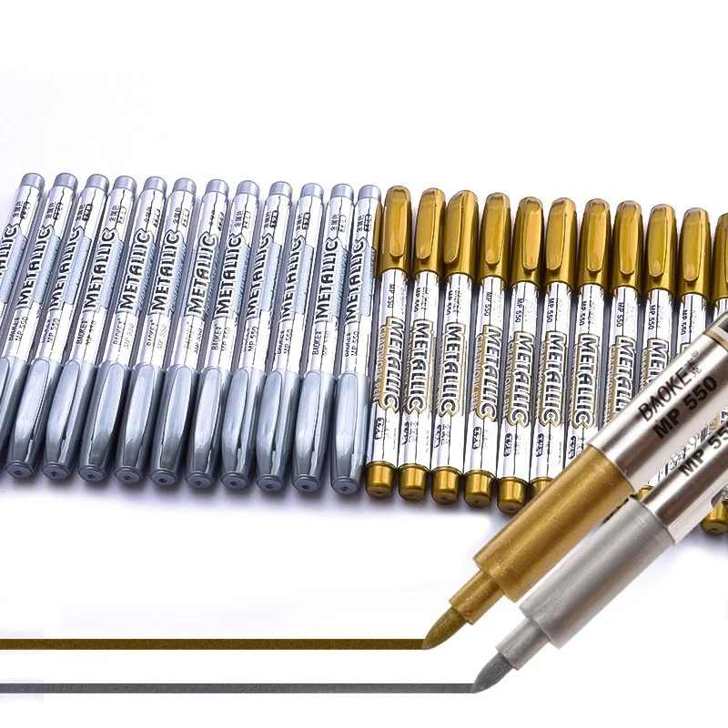 Baoke MP550 metallic craft pen sign signature gold and silver marker pen metal pen photo album greeting card Single loaded