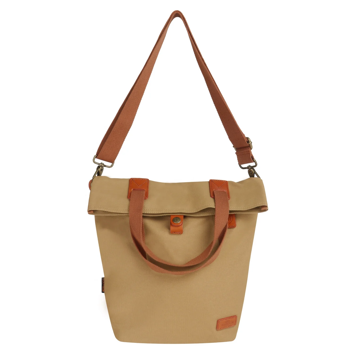 Wholesale Tourbon Unisex Urban Bicycle Tote Bag Single Pannier Canvas and Leather Riding Bag for Outdoor Cycling for Men Women