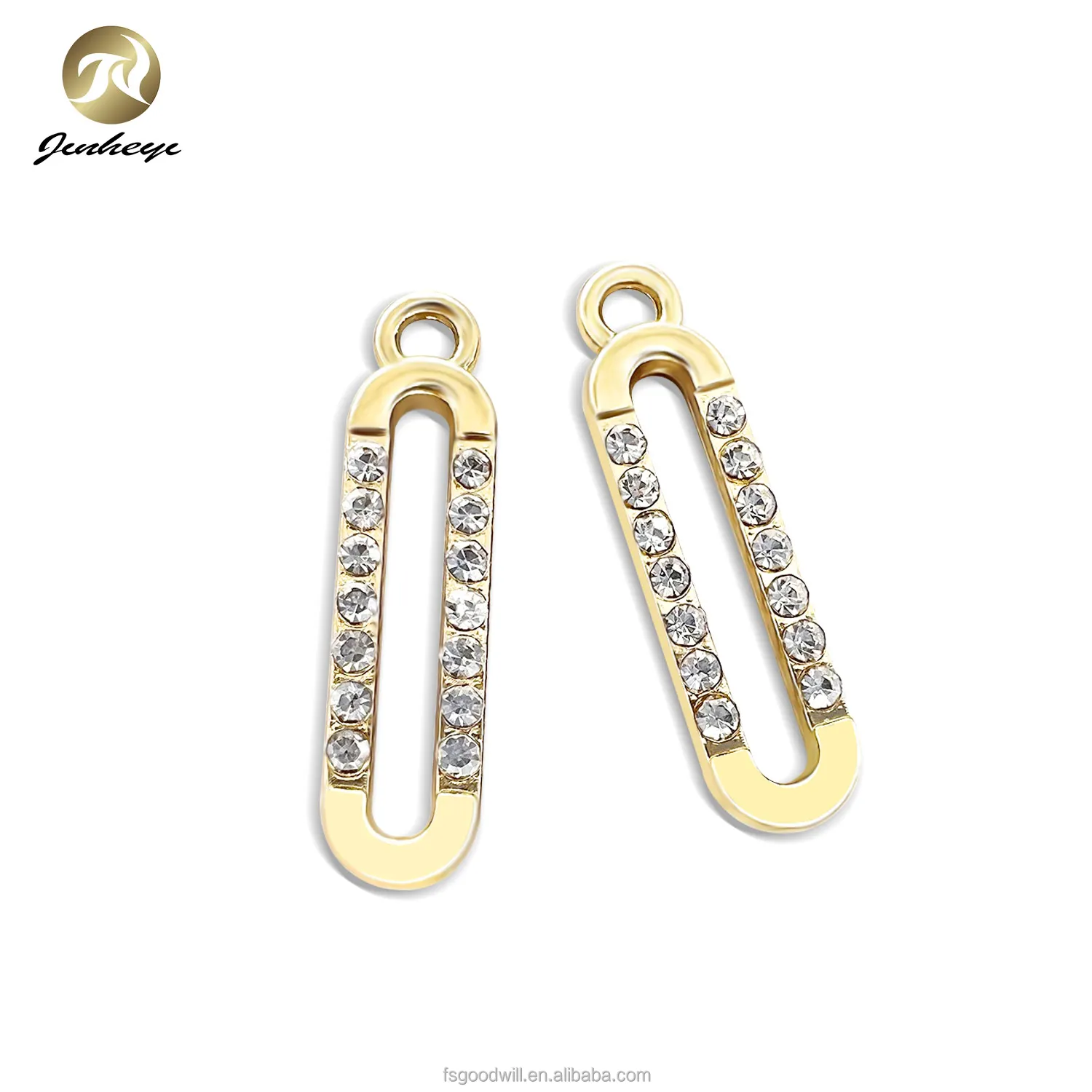 Factory Customized  Metal rhinestone zipper puller Oval Shape With Rhinestone Slider