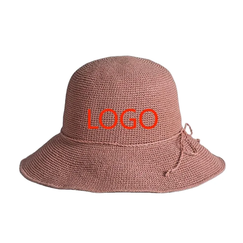 Wholesale  High Quality Custom  spring summer holiday Sun Protection Women Straw Hat Foldable Beach Sun Hat