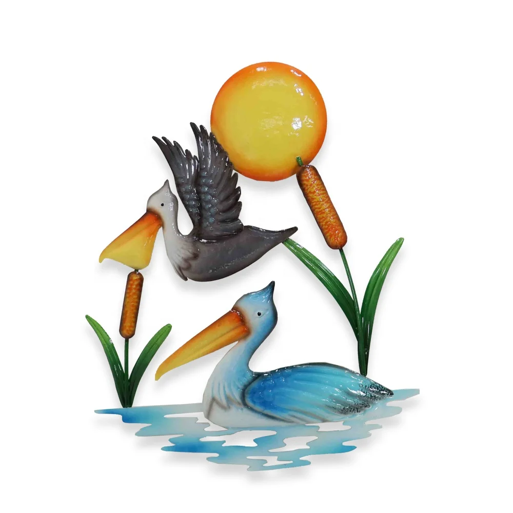 Metal Pelicans Coastal Ocean Bird Decor Lawn Ornament for Backyard Porch Patio Decor