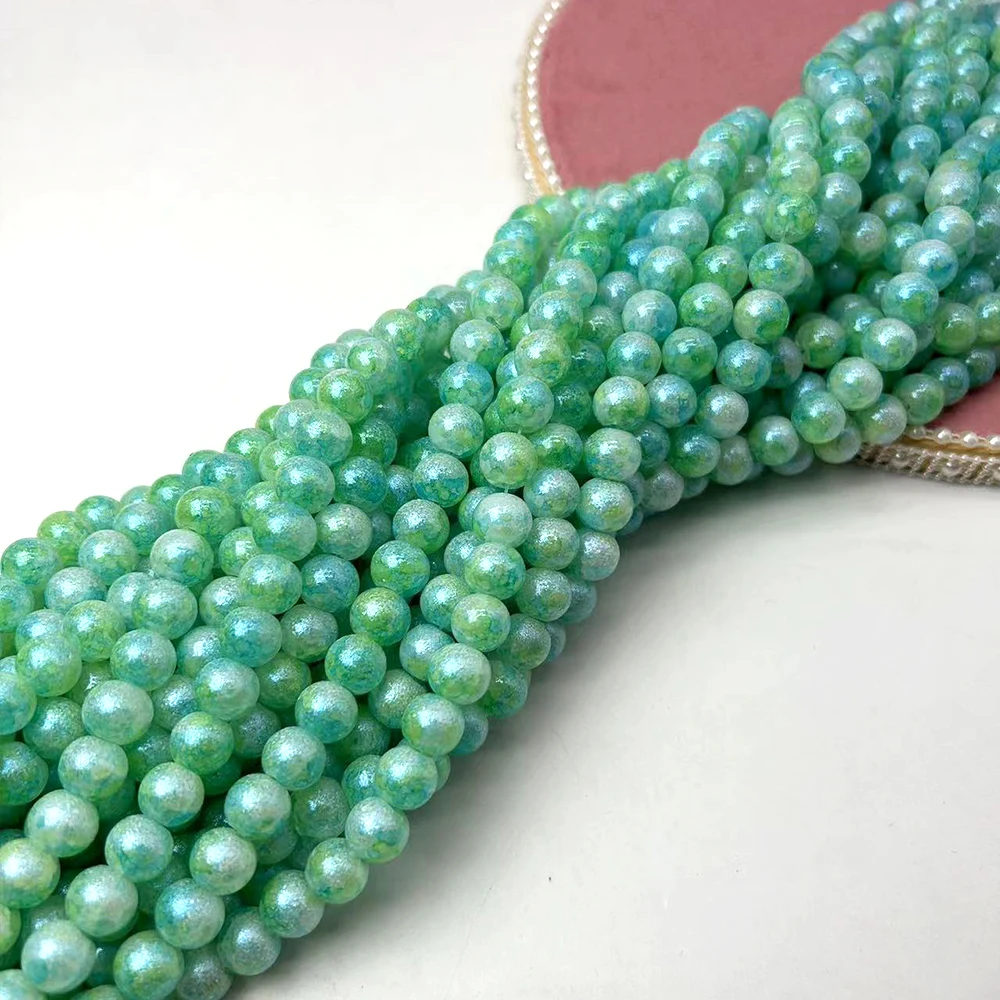 New Glass Bead Strings 6 8 10 12 mm Color Coating Paint Gold Lined Loose Beads for Jewelry Making Diy Bracelets