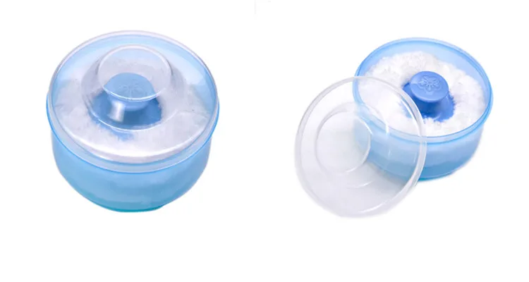 plastic box packing soft baby powder puff baby body care powder puff with container