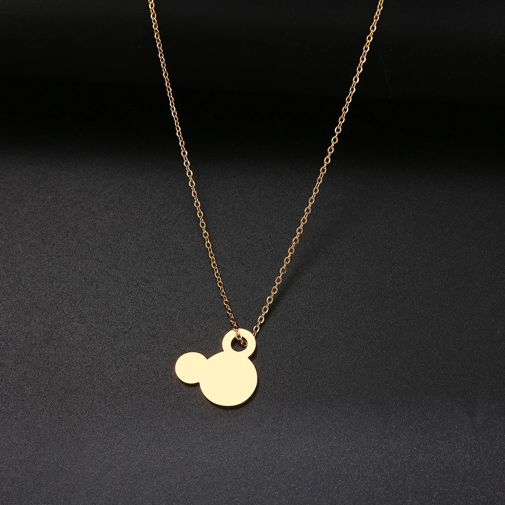 Cartoon mouse Castle Stainless Steel Necklaces for Kids Jewelry Mini Mouse Animal Rabbit Necklace collier femme 2020 Wholesale