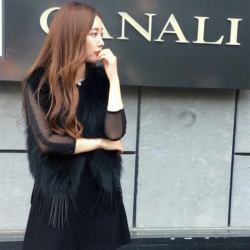 Custom Winter Waistcoat Women Girls Vests Raccoon Fur Rabbit Fur Overcoat XS Slim Trench Sleeveless Long Short Length Options