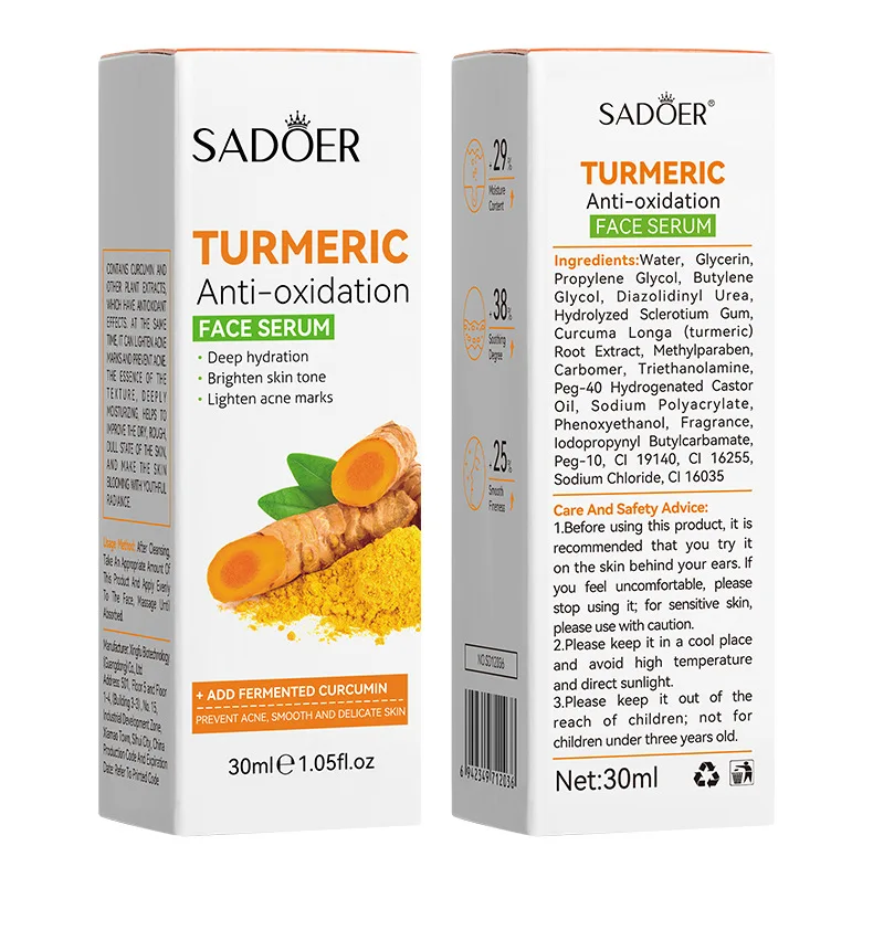 Wholesale anti-aging Hyaluronic Acid Facial Turmeric Serum  anti oxygen moisturizing  cream with 30ml