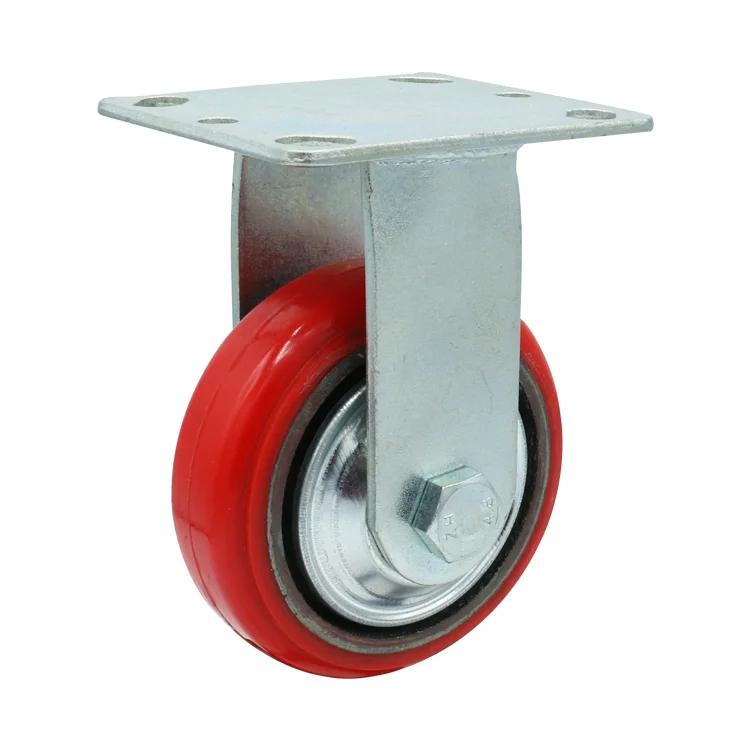 All size industrial fixed pu 4 inch 5 inch 6 inch 40mm caster wheel with brake
