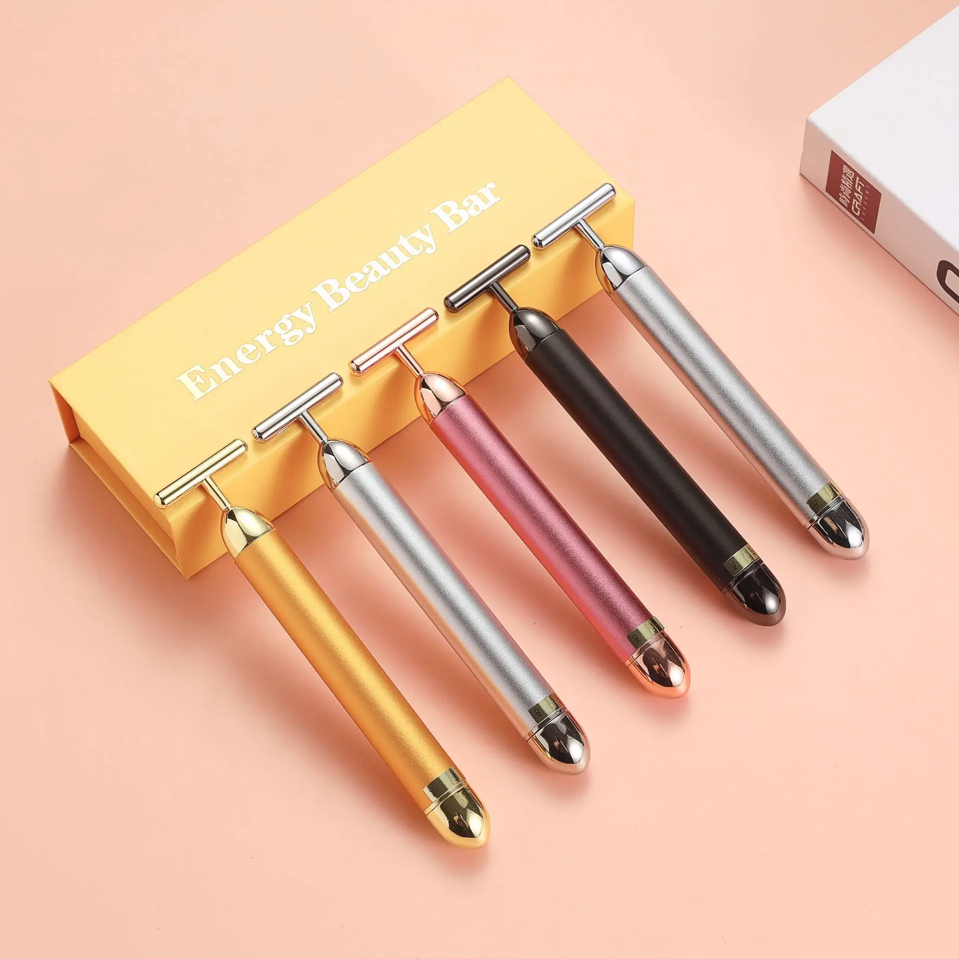 24K Gold Facial Massage Roller Electric steel roller massage  for face Skin Tightening Vibrating Sonic roller massage