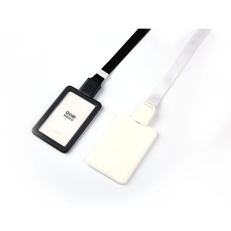 QORI Custom plastic playing card holder lanyard Plastic employee id card holder