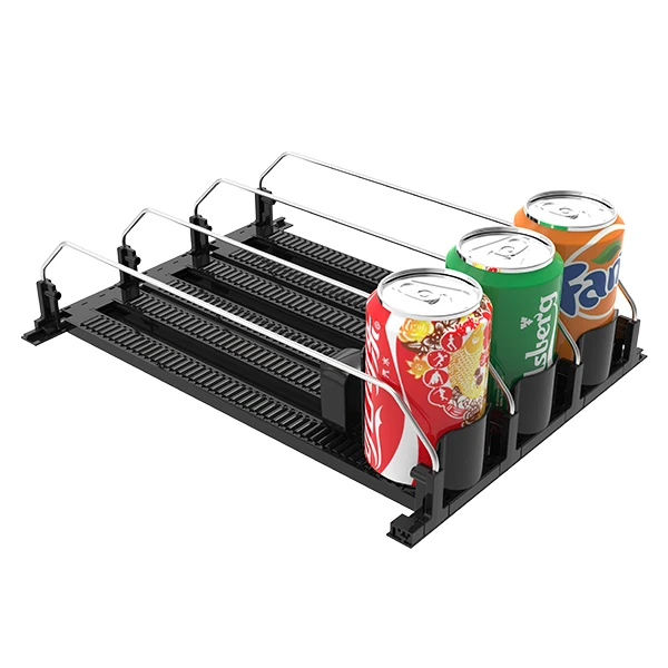  Supermarket Auto Feed Metal Divider Roller Bottle Drinks Can Beverage Shelf Pusher System For Retail
