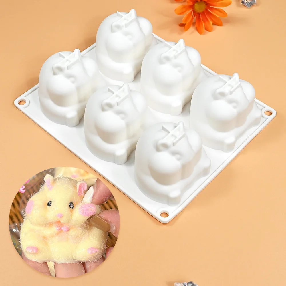 Online Bestsell 6 Consecutive Non-Stick Cake Tart Molds Silicone Mousse Rabbit Cake Molds DIY White Cake Templates Baking Tools