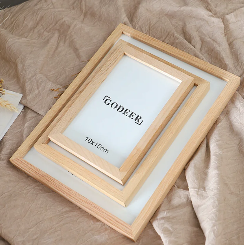 Nordic creative simple solid wood photo frame walnut beech wood custom photo frame