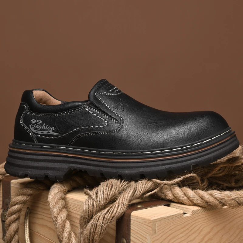 Casual Leather Dress Shoes Oxfords Platform Fashion Work Boots Flat Rubber Sandals Loafers Luxury Office Formal PU Parties