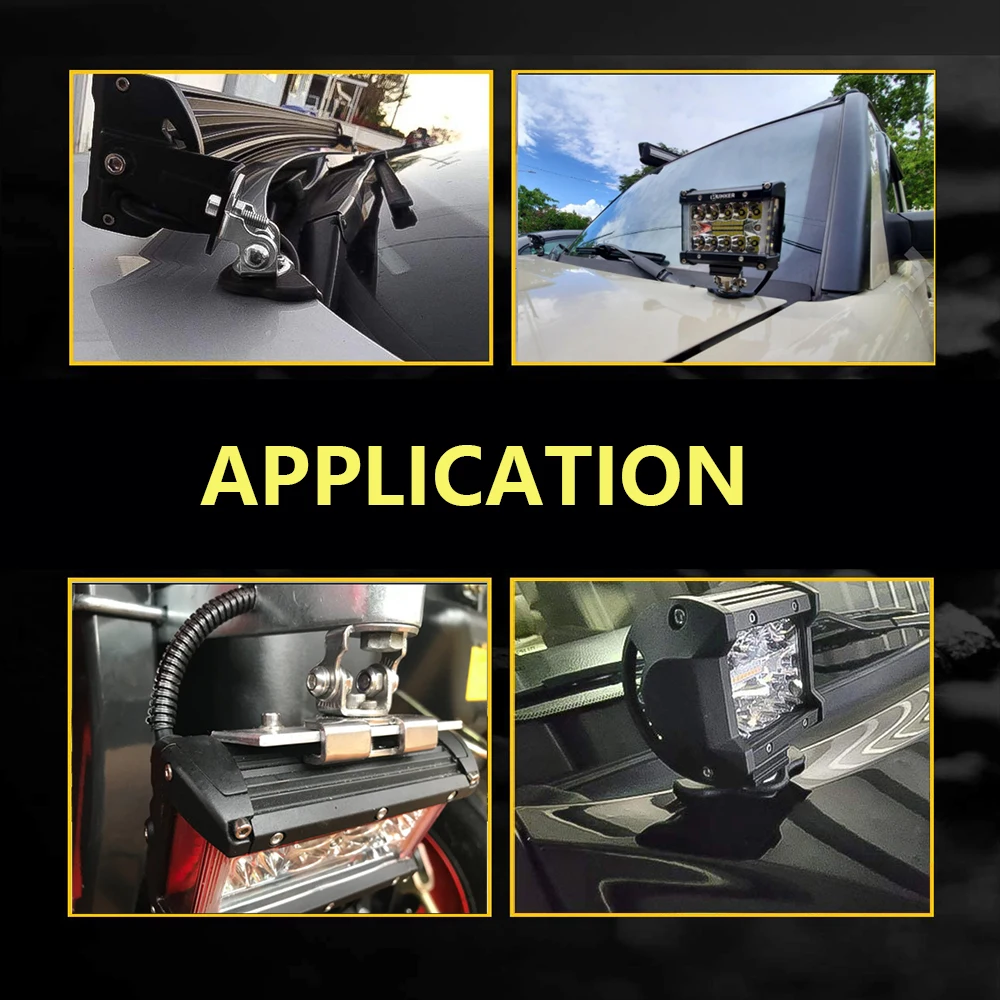 2Pcs Universal Work Light Tube Clamp Mounting Bracket Fog Light Mounting Bull Bar Bumper Lamp Holder for Off-road Vehicles Car