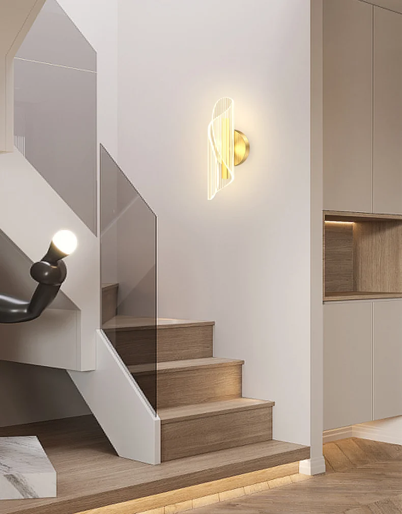 Modern creative screw shape living room backdrop wall lamp personalized bedside acrylic wall light for Bedroom Hotel