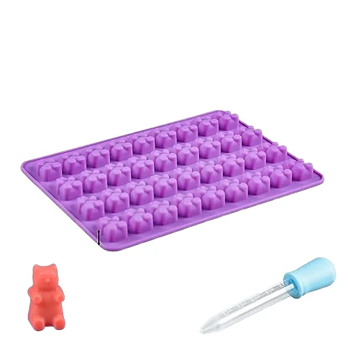 2024 Mini bear Shape 50 Cavity Silicone Mold for pet Chocolate Jello Gummy Candy Custom cartoon bear silicone baking mold