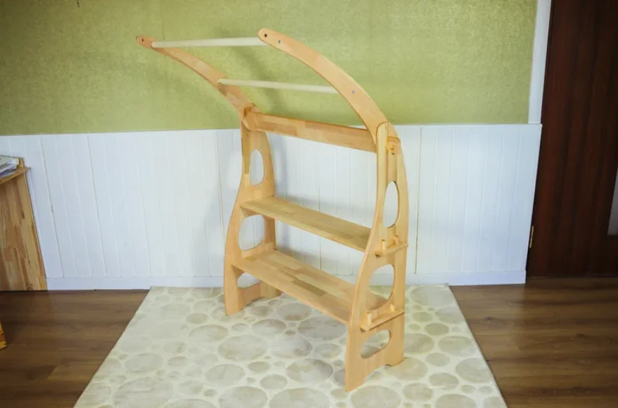 LM KIDS Montessori Kids Daycare Library Bookshelf Foldable Birch Plywood Wooden Library 3-Shelf Bookcase Furniture