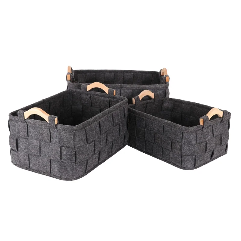 Kids Empty Woven Fabric Gift Hamper Christmas Felt Storage Basket felt baby nursery diaper caddy storage bag basket