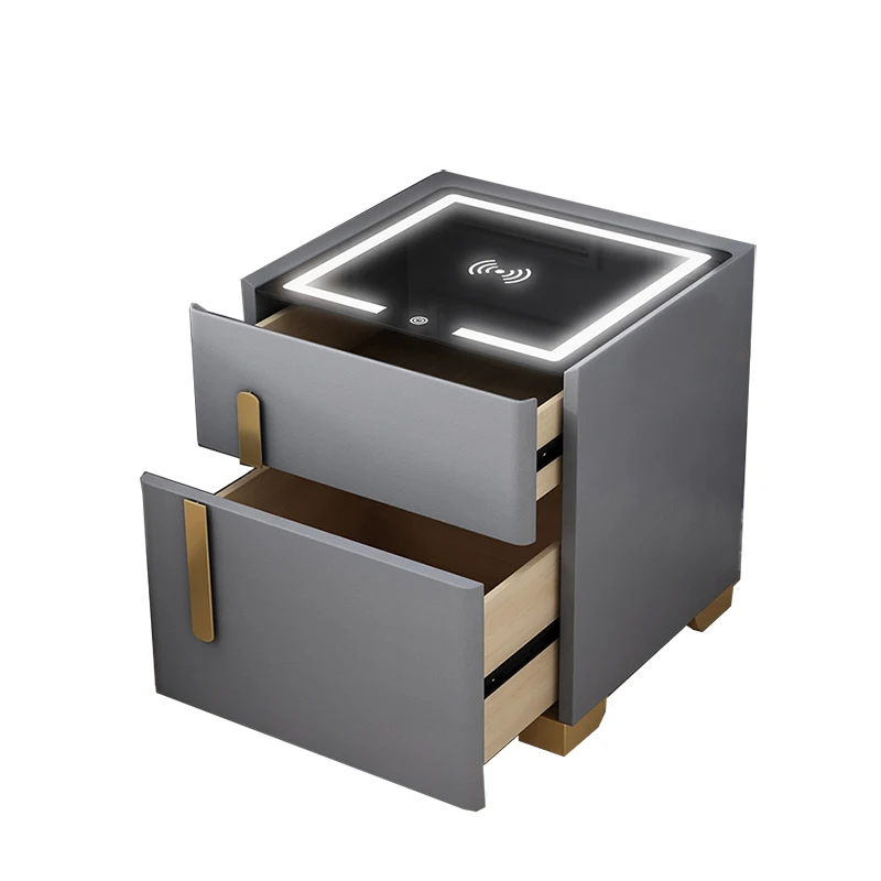 2024 Intelligent Nightstands Bedroom Furniture Wireless Usb Charging Storage Cabinet Smart Speaker Bedside Table Night Stand